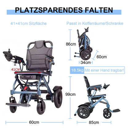 ByteTecpeak D04 Elektrorollstuhl – Ergonomischer 41x41 cm Sitz, bis 20 km Reichweite, Leicht 20kg