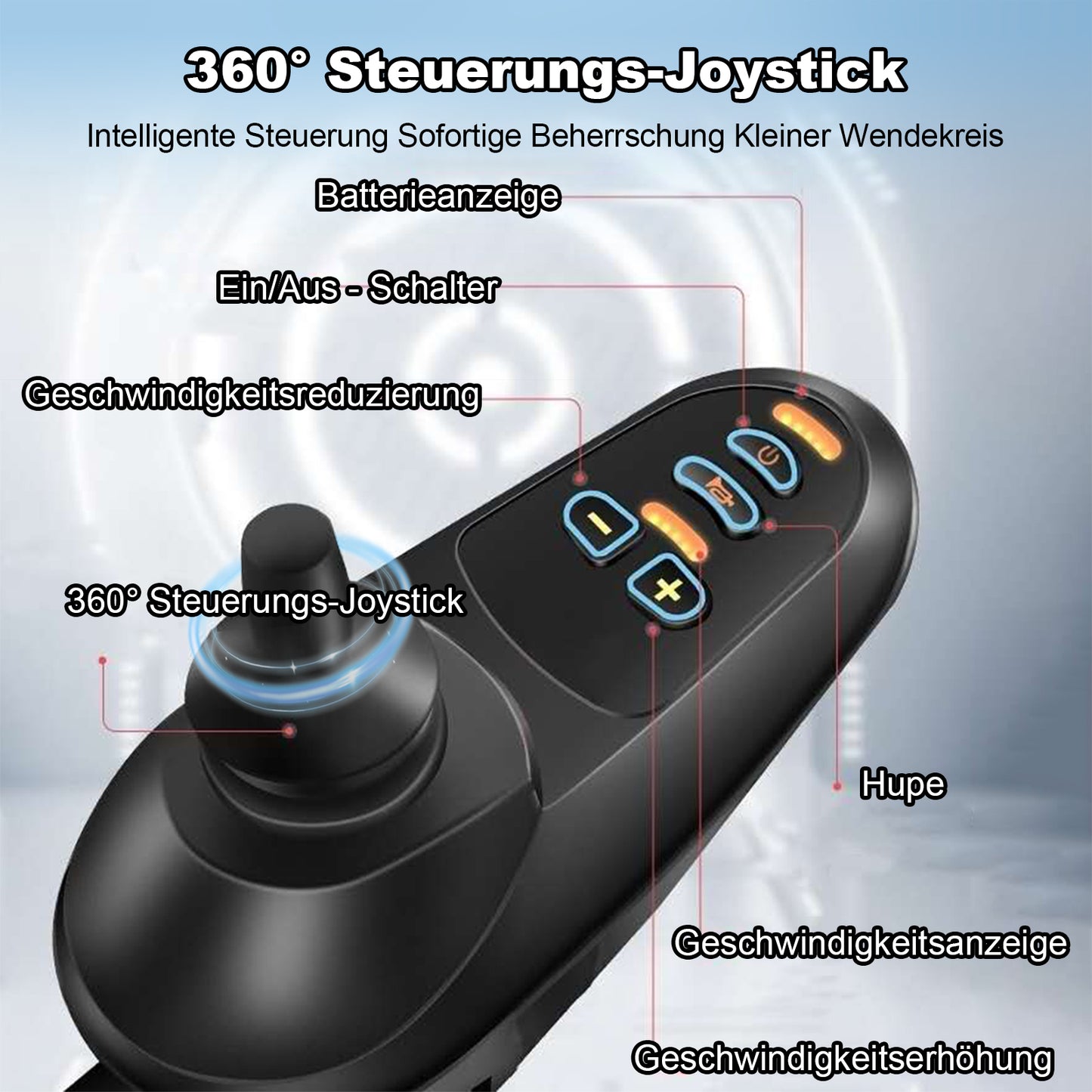 ByteTecpeak D04 Elektrorollstuhl – Ergonomischer 41x41 cm Sitz, bis 20 km Reichweite, Leicht 20kg