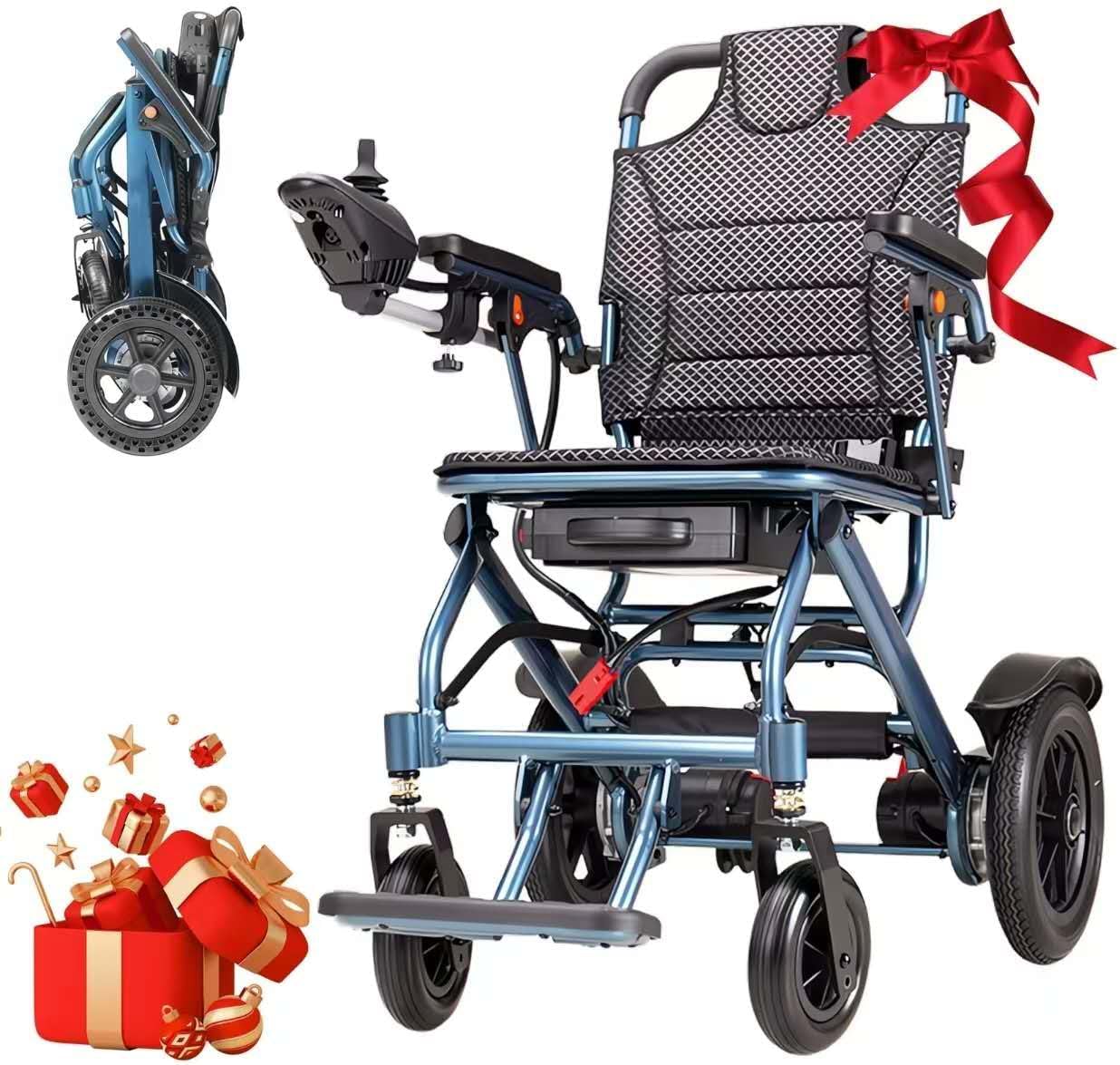 ByteTecpeak D04 Blau Elektrische Rollstühle - 10AH Lithium Batterie, 500W Motor, 20 km Reichweite
