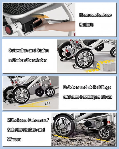 ByteTecpeak D06 Ultraleichter Faltbarer Elektrischer Rollstuhl, 12Ah Lithium-Batterie, Maximale Tragkraft 150kg, Tragbar und Kompakt