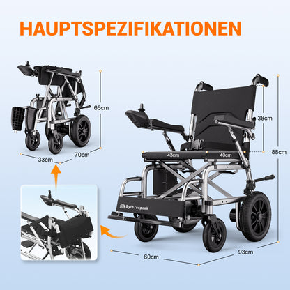 ByteTecpeak D12 Elektrorollstuhl – leicht, faltbar 20 km Reichweite