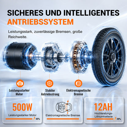 ByteTecpeak D12 Elektrorollstuhl – leicht, faltbar 20 km Reichweite