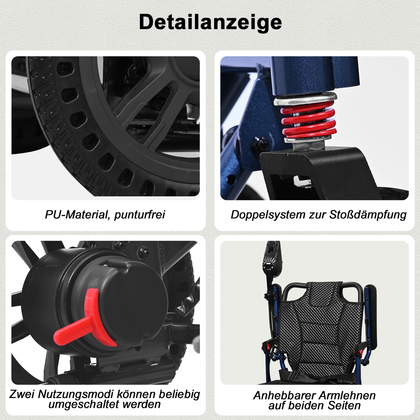 ByteTecpeak D14 Cadeira de Rodas Elétrica – 18,5 kg, 500W, Bateria de Lítio 12 Ah, Capacidade de carga 150 kg.