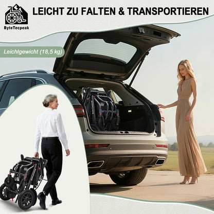 ByteTecpeak D14 Elektrischer Rollstuhl (Schwarz) – 18,5 kg, 20 km Reichweite