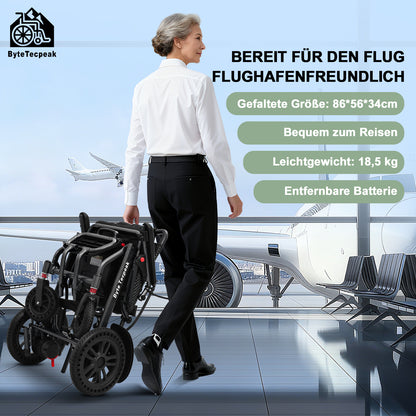 ByteTecpeak D14 Elektrischer Rollstuhl (Schwarz) – 18,5 kg, 20 km Reichweite