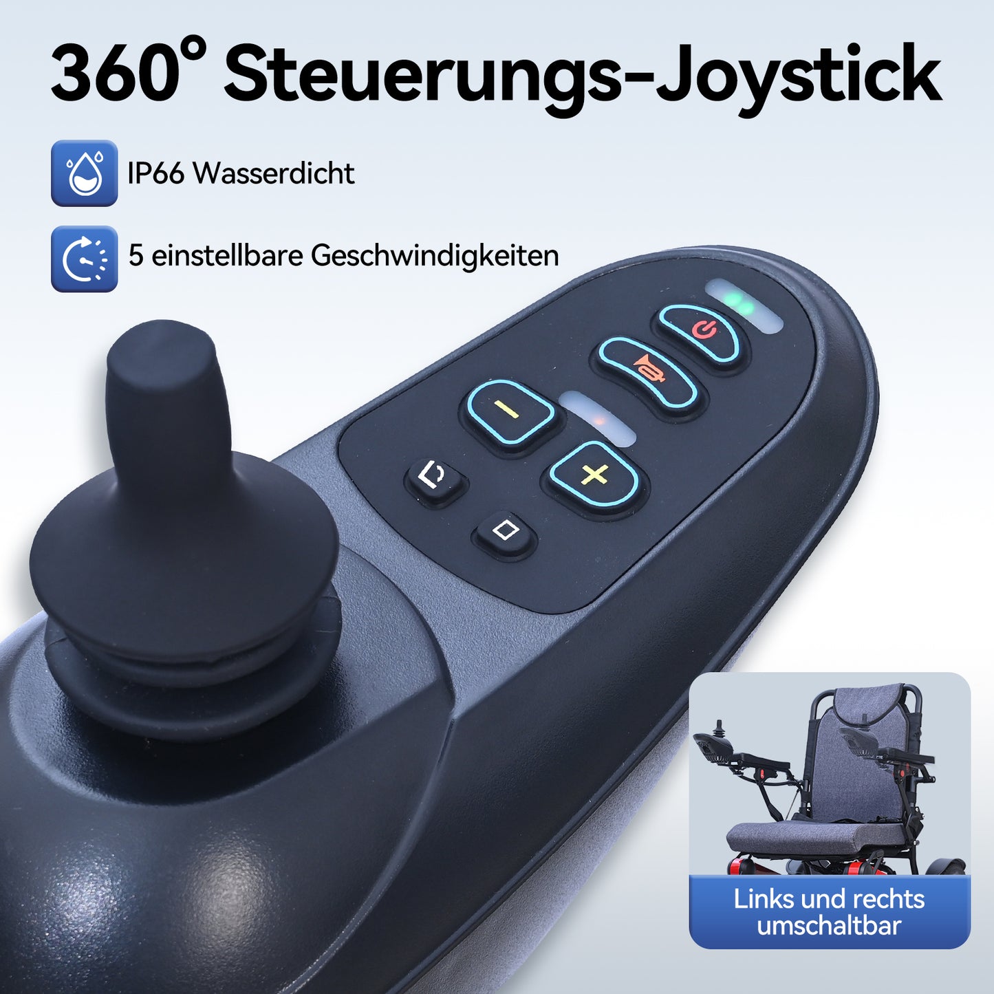 ByteTecpeak D15 Faltbarer Elektrorollstuhl 500W, 12Ah, 150kg Tragkraft