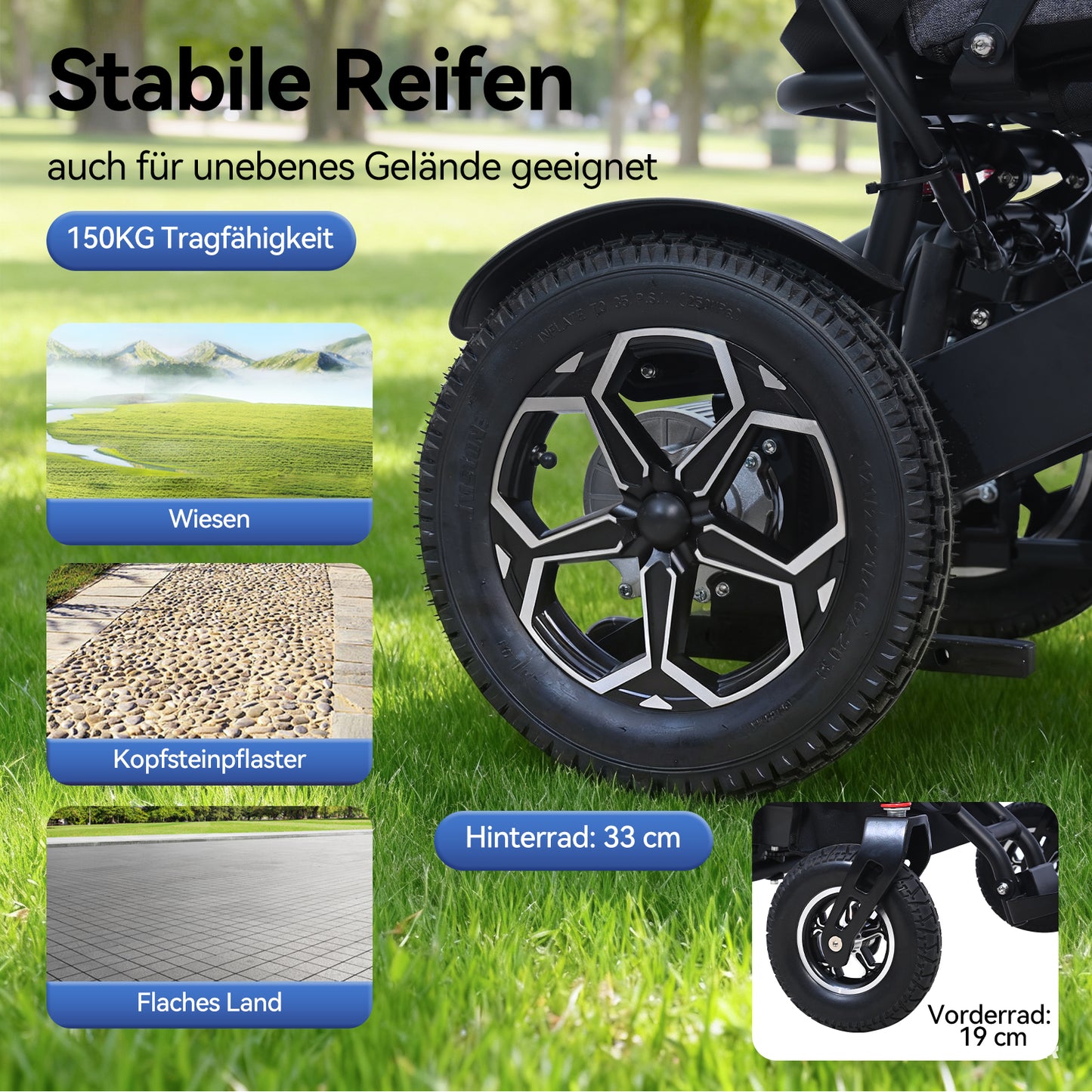 ByteTecpeak D15 Faltbarer Elektrorollstuhl 500W, 12Ah, 150kg Tragkraft