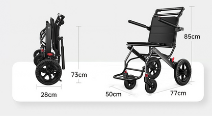 ByteTecpeak M1 Faltbarer Aluminium-Rollstuhl – Leicht, reisetauglich und belastbar bis 100 kg