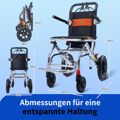 ByteTecpeak M2 Rollstuhl Faltbar, Leichter manueller Rollstuhl aus Aluminiumlegierung mit 100 kg Tragfähigkeit