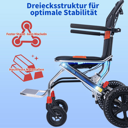 ByteTecpeak M2 Rollstuhl Faltbar, Leichter manueller Rollstuhl aus Aluminiumlegierung mit 100 kg Tragfähigkeit