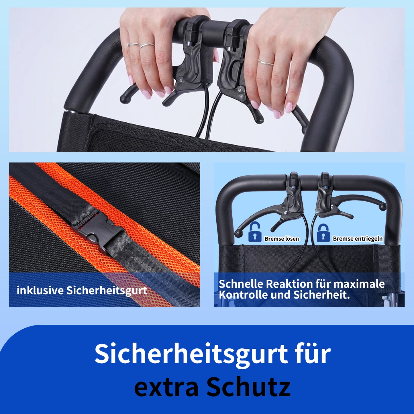 ByteTecpeak M2 Rollstuhl Faltbar, Leichter manueller Rollstuhl aus Aluminiumlegierung mit 100 kg Tragfähigkeit