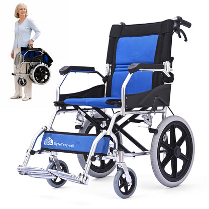 ByteTecpeak M3 Cadeira de rodas dobrável – estável, leve, estrutura em alumínio, capacidade de carga 100 kg
