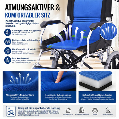 ByteTecpeak M3 Cadeira de rodas dobrável – estável, leve, estrutura em alumínio, capacidade de carga 100 kg