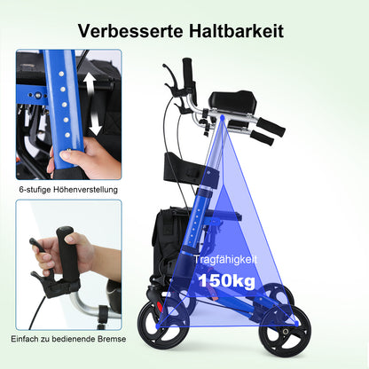 ByteTecpeak R2 letvægtsrollator med sæde, sammenklappelig og højdejusterbar op til 150 kg