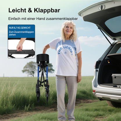 ByteTecpeak R2 letvægtsrollator med sæde, sammenklappelig og højdejusterbar op til 150 kg