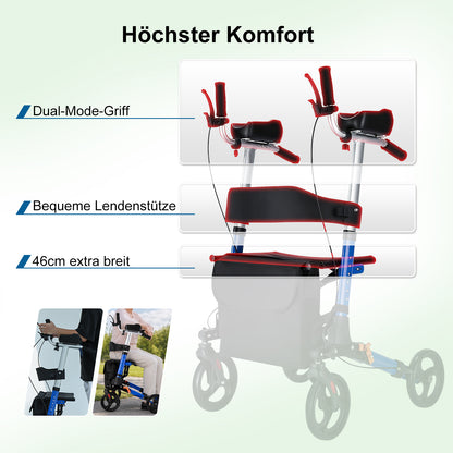 ByteTecpeak R2 letvægtsrollator med sæde, sammenklappelig og højdejusterbar op til 150 kg