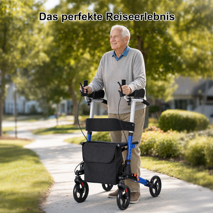 ByteTecpeak R2 letvægtsrollator med sæde, sammenklappelig og højdejusterbar op til 150 kg