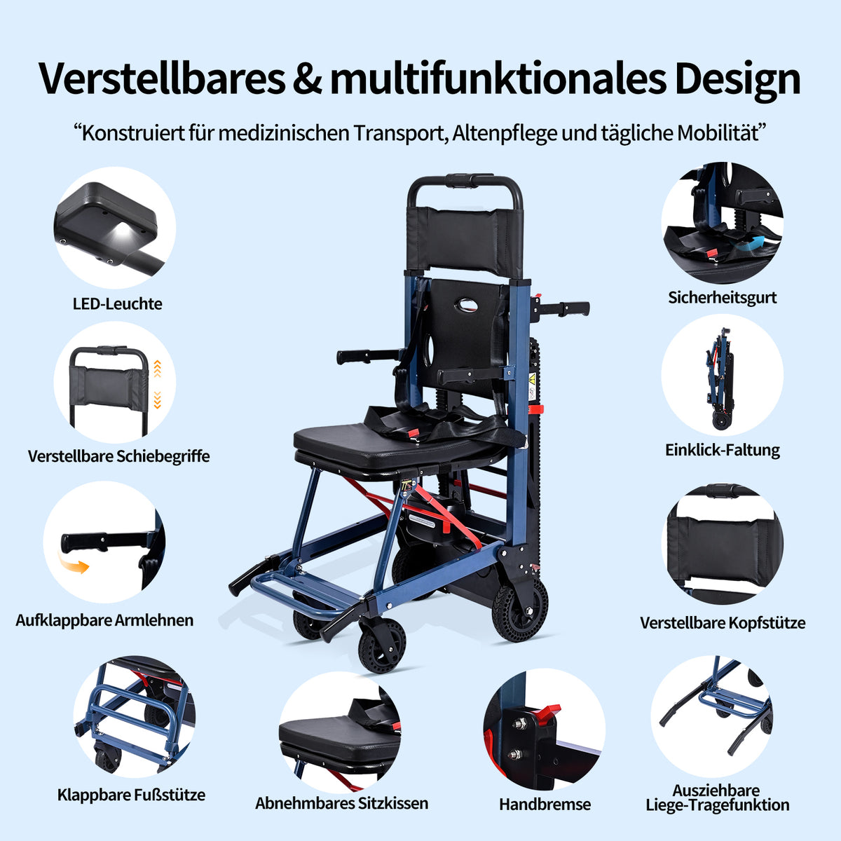 Elektrische trapklimhulp – opvouwbare trapklimmer voor rolstoelen tot 180 kg
