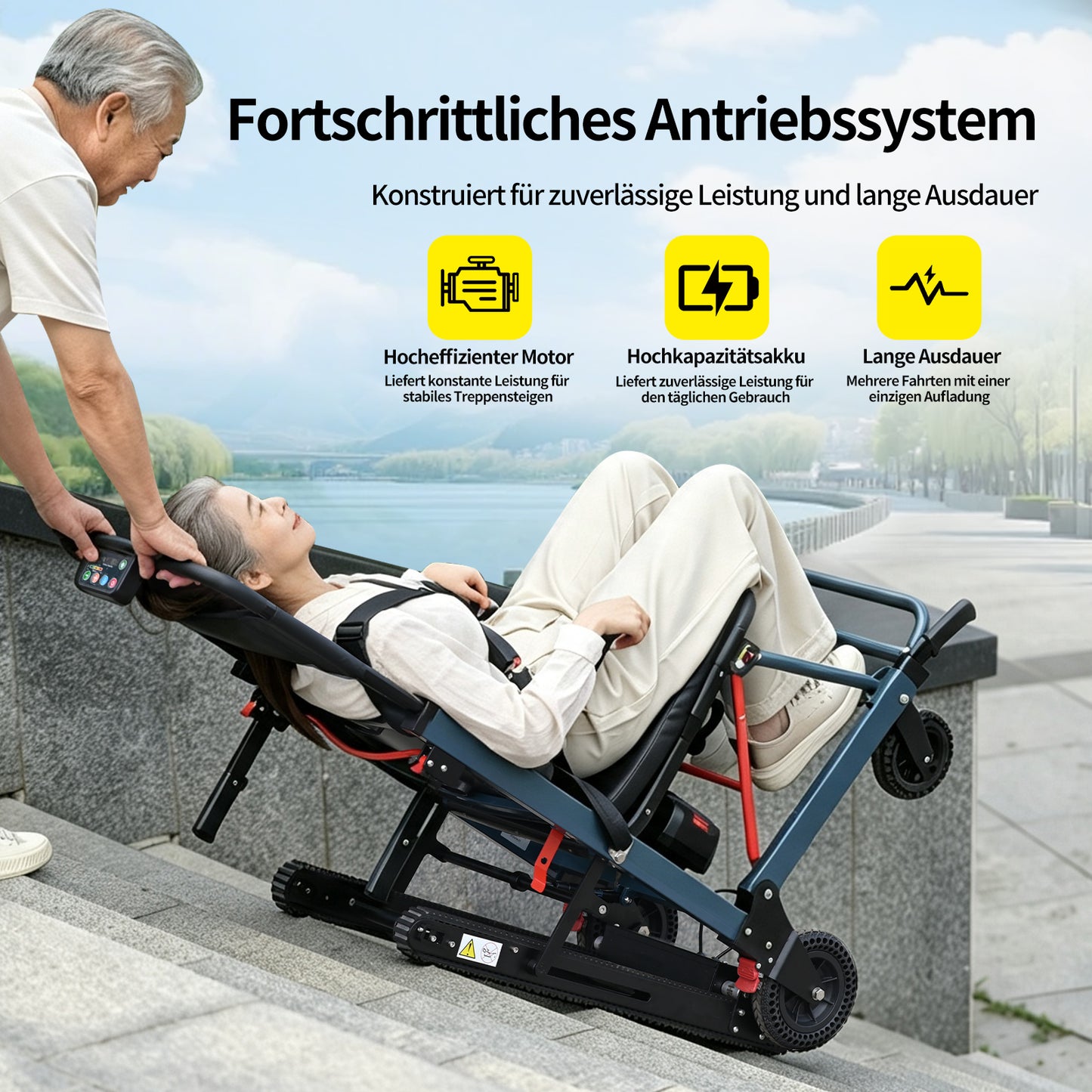 Elektrische trapklimhulp – opvouwbare trapklimmer voor rolstoelen tot 180 kg