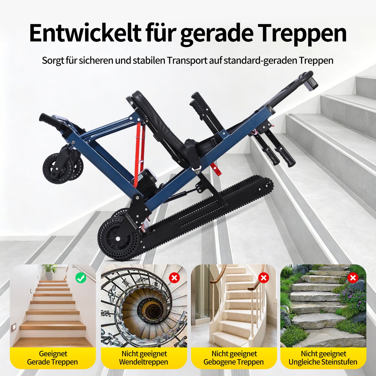 Elektrische trapklimhulp – opvouwbare trapklimmer voor rolstoelen tot 180 kg