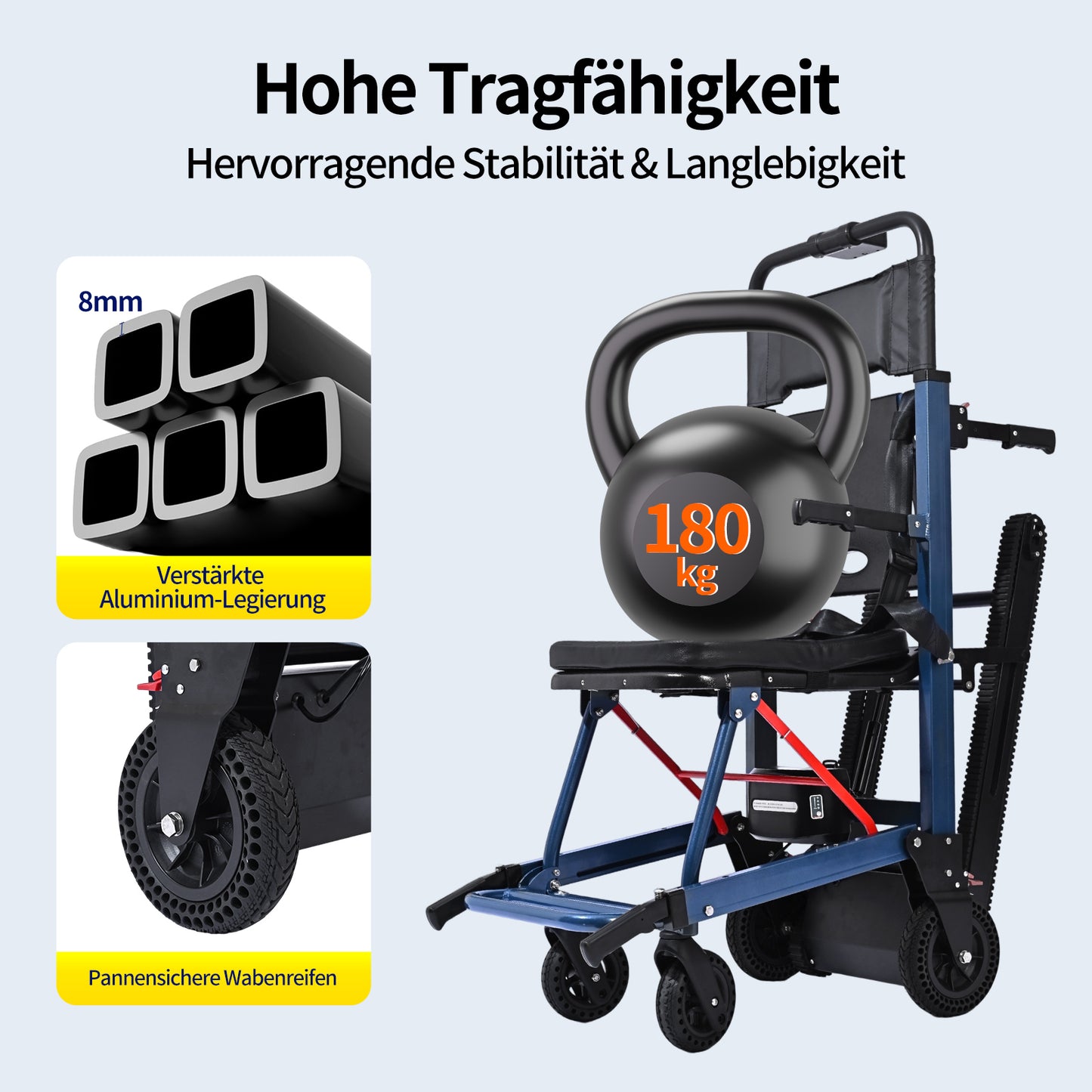 Elektrische trapklimhulp – opvouwbare trapklimmer voor rolstoelen tot 180 kg