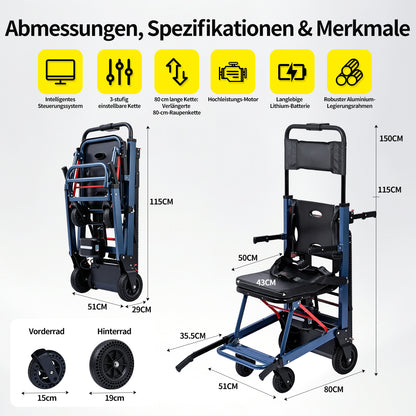 Elektrische trapklimhulp – opvouwbare trapklimmer voor rolstoelen tot 180 kg