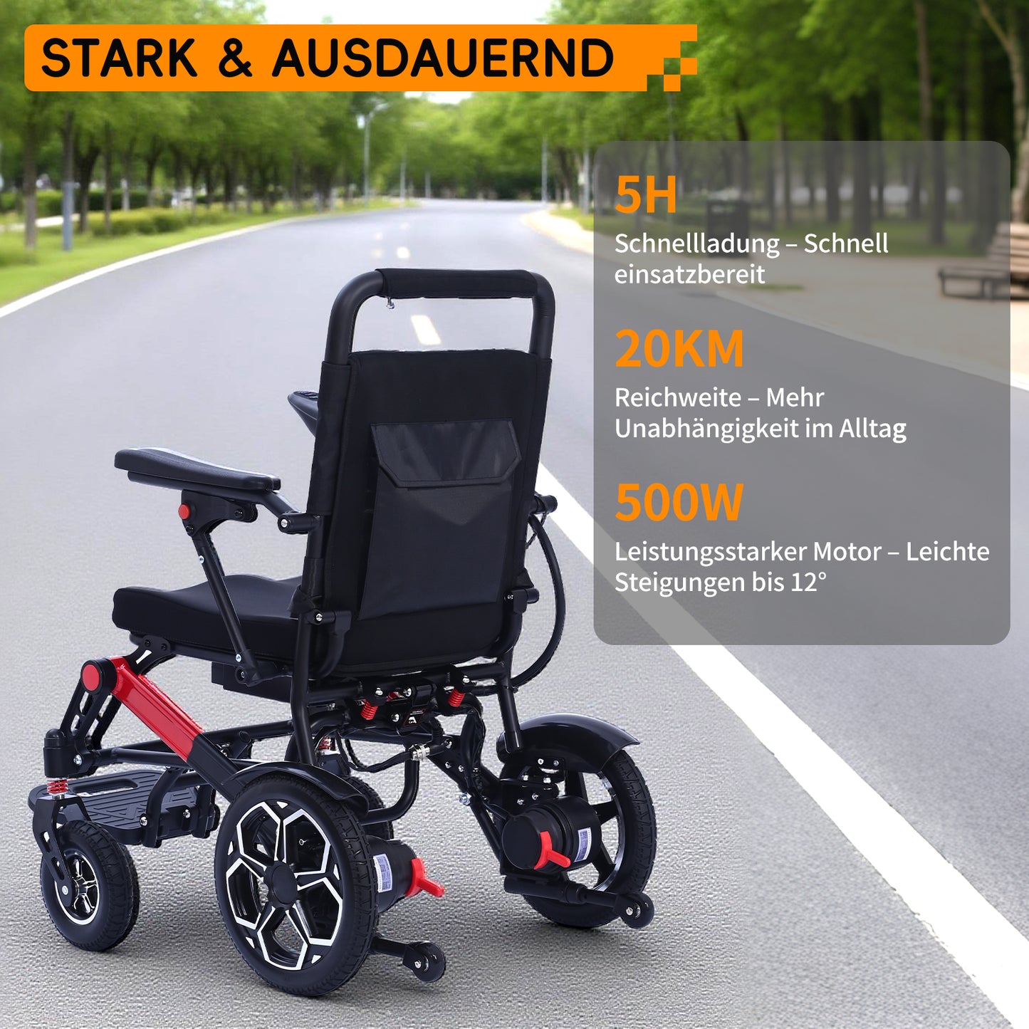ByteTecpeak XP04 Opvouwbare elektrische rolstoel – 500W, actieradius 20 km