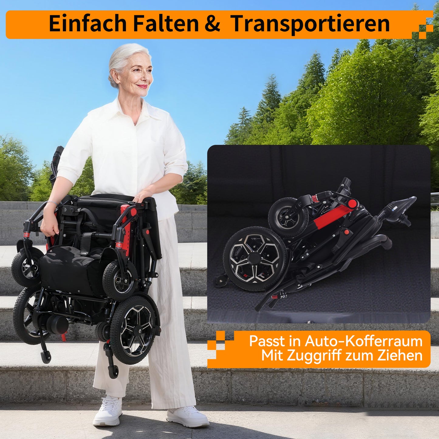 ByteTecpeak XP04 Opvouwbare elektrische rolstoel – 500W, actieradius 20 km
