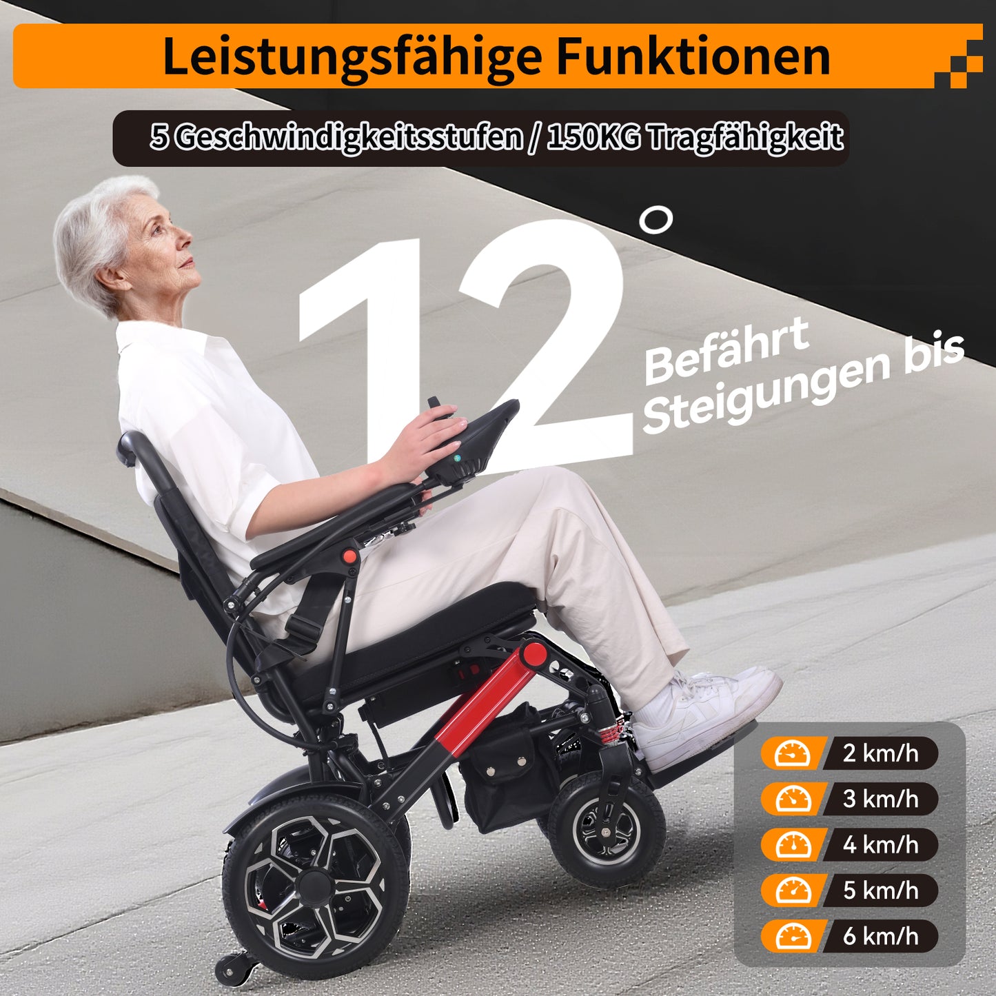 ByteTecpeak XP04 Opvouwbare elektrische rolstoel – 500W, actieradius 20 km