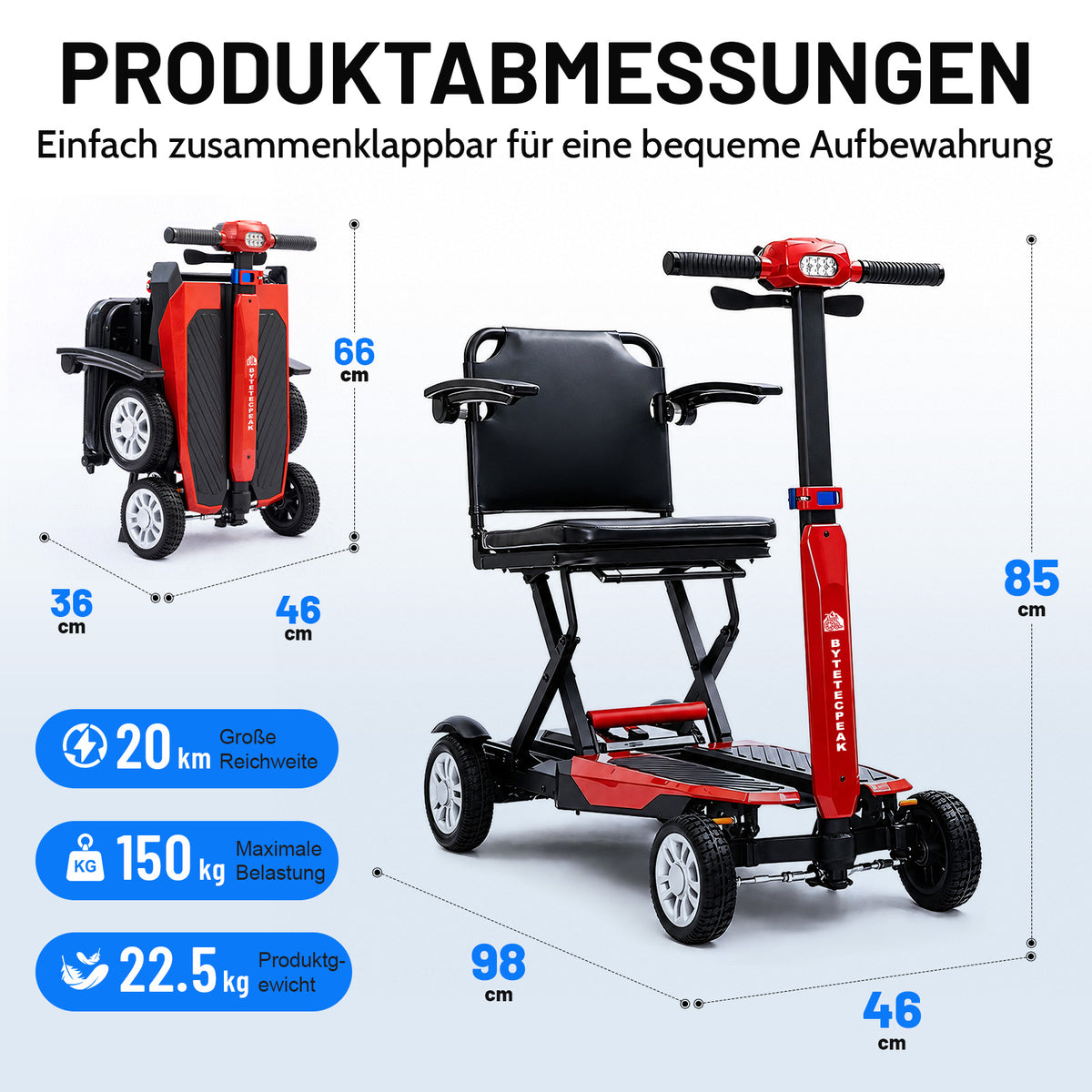 ByteTecpeak Z01 Scooter elétrico dobrável, motor 250W, autonomia de 25 km, até 150 kg