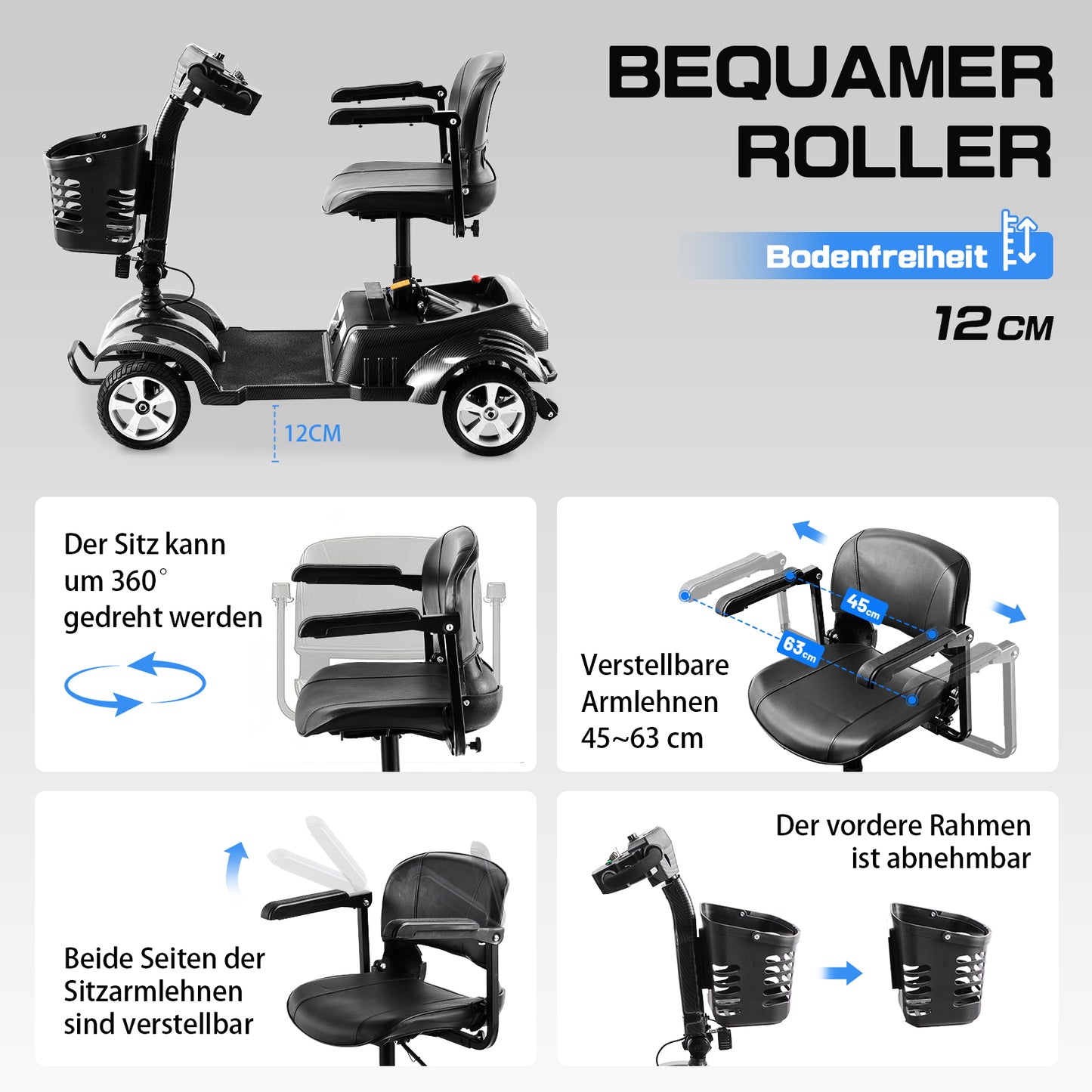 ByteTecpeak Z02 Scooter elettrico per anziani, pieghevole, batteria 12 Ah, autonomia 20 km