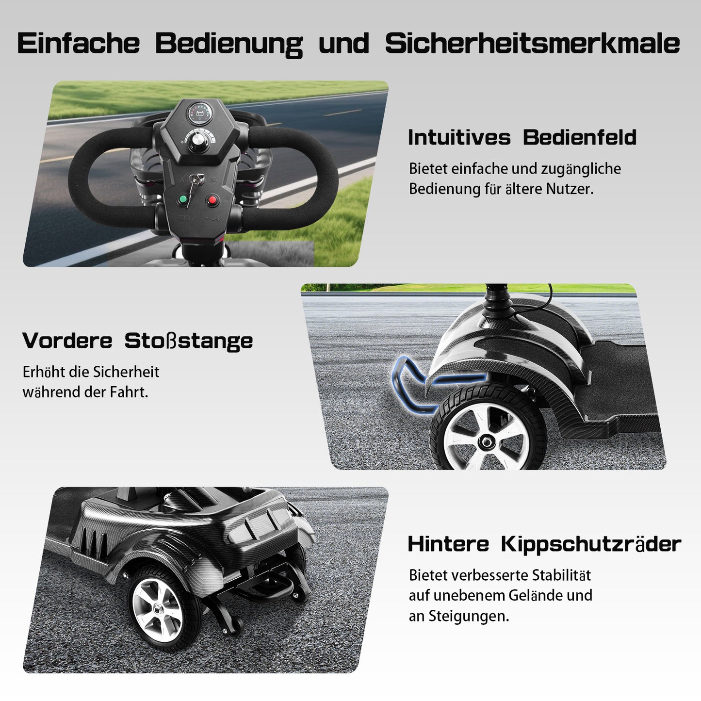 ByteTecpeak Z02 Elektromobil für Senioren, faltbar, 12 Ah Akku, 20km Reichweite