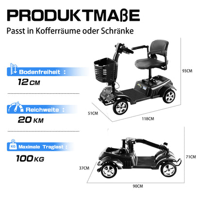 ByteTecpeak Z02 Elektromobil für Senioren, faltbar, 12 Ah Akku, 20km Reichweite