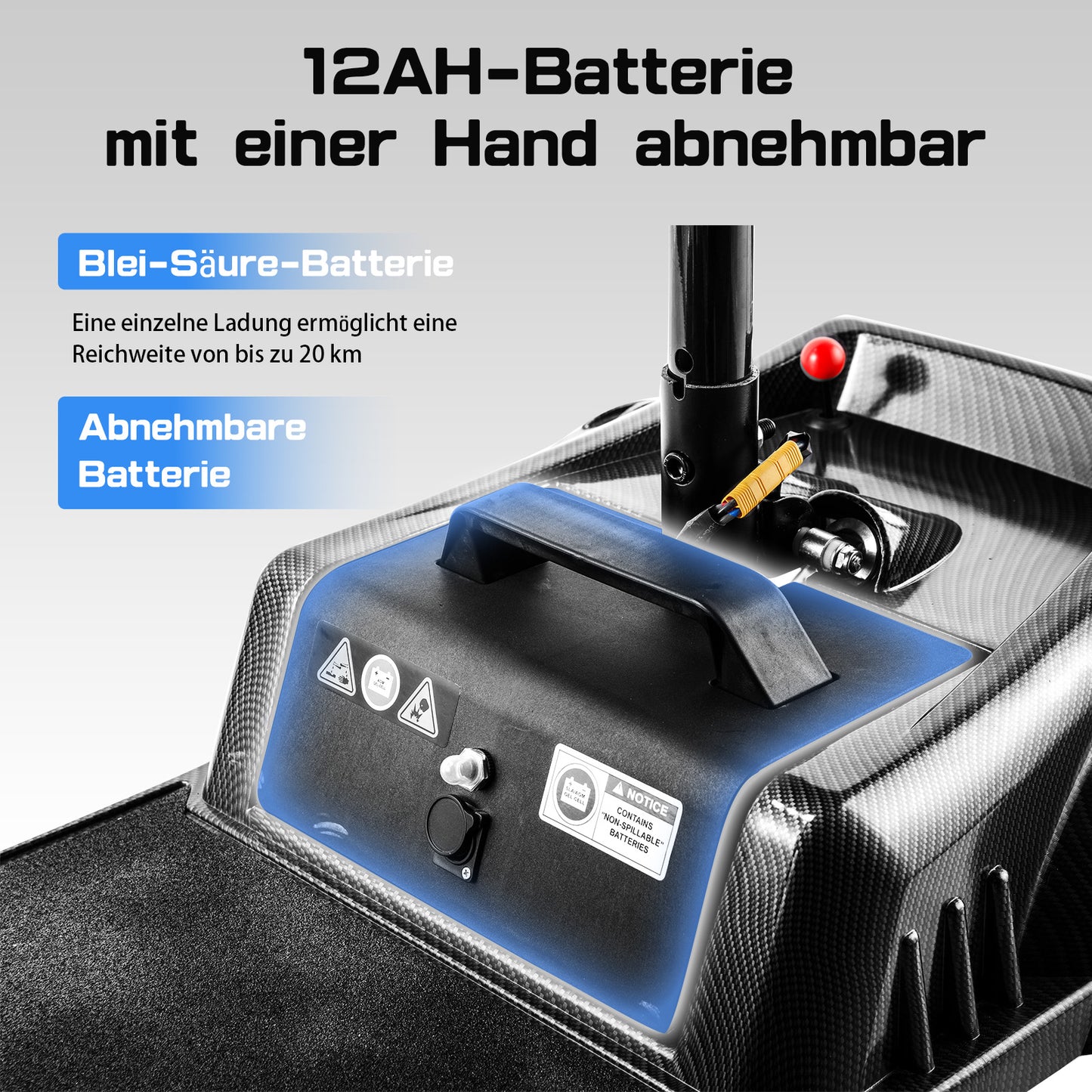 ByteTecpeak Z02 Elektromobil für Senioren, faltbar, 12 Ah Akku, 20km Reichweite