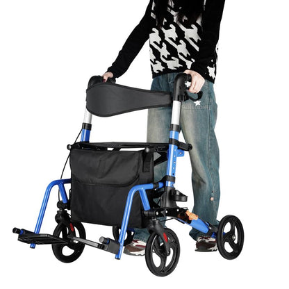 ByteTecpeak R3 2-in-1 Rollator und Rollstuhl - Leicht, faltbar, höhenverstellbar, 100 kg Tragfähigkeit