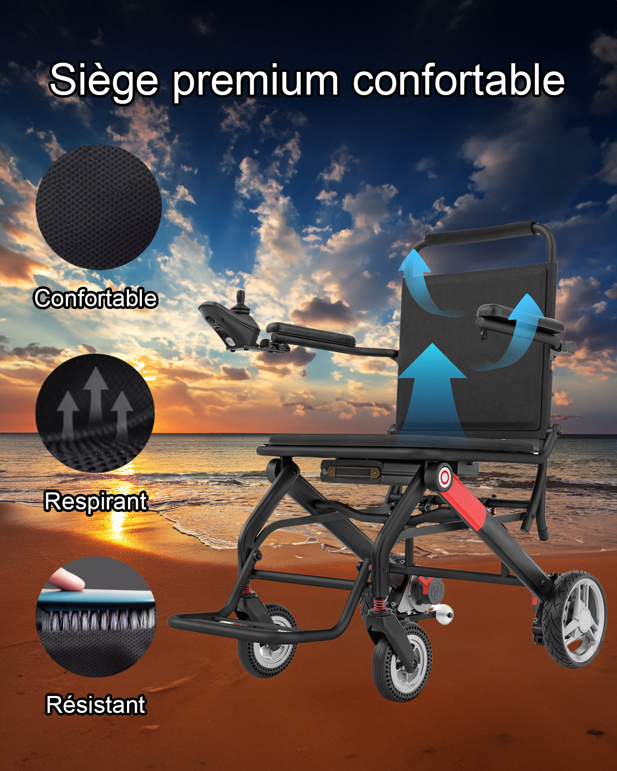 Carrozzina ByteTecpeak-D01, pesa 14,1 kg, carrozzina elettrica ultraleggera, carrozzina elettrica pieghevole, autonomia 20 km, batteria al litio rimovibile da 12 Ah, per la casa