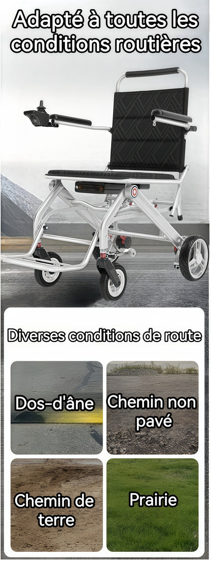 ByteTecpeak D01 seulement 14.1kg Fauteuil roulant électrique ultraléger, pliable et portable, adapté à l'avion, avec batterie lithium-ion 12A, charge maximale 150 kg