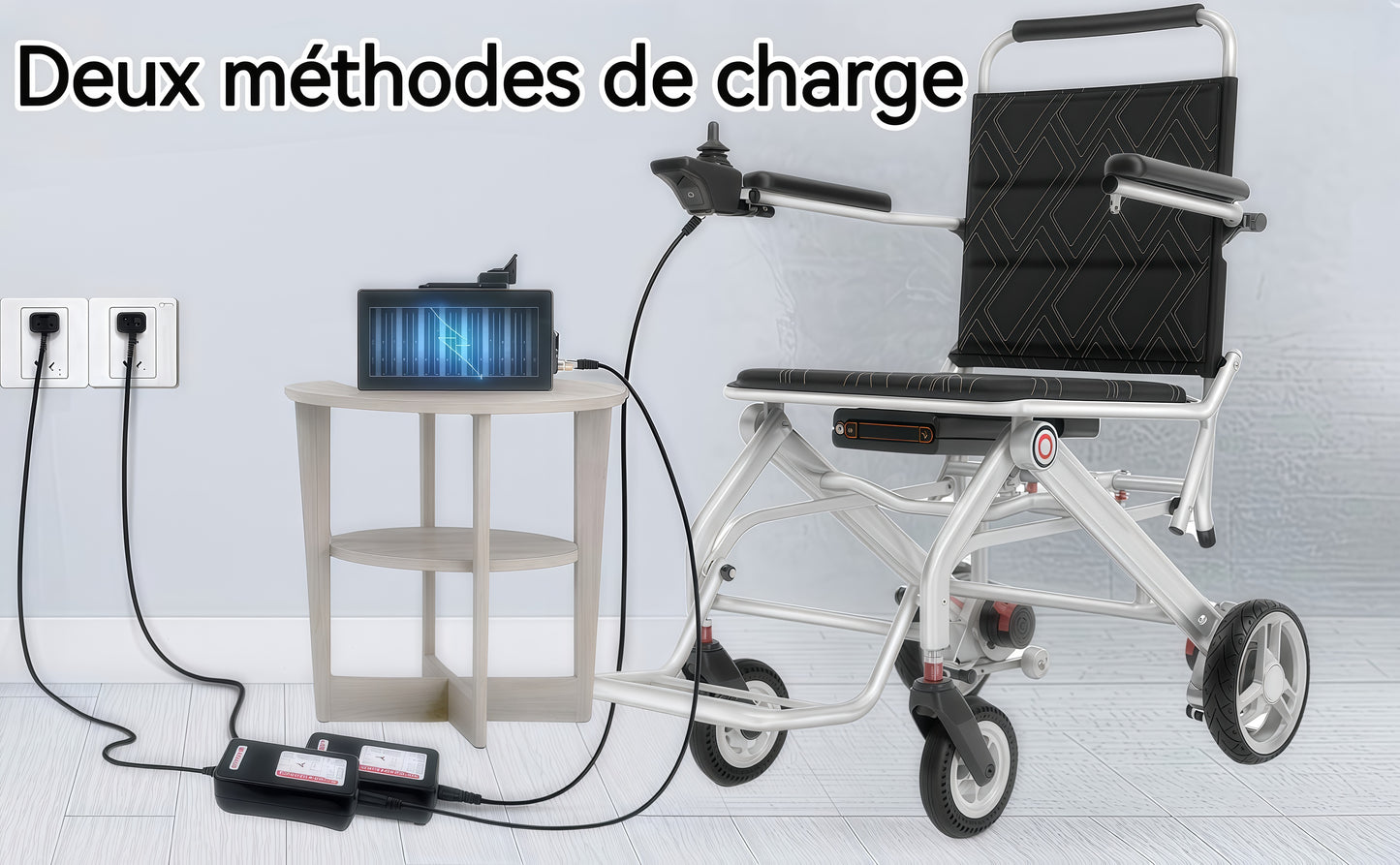 ByteTecpeak D01 seulement 14.1kg Fauteuil roulant électrique ultraléger, pliable et portable, adapté à l'avion, avec batterie lithium-ion 12A, charge maximale 150 kg