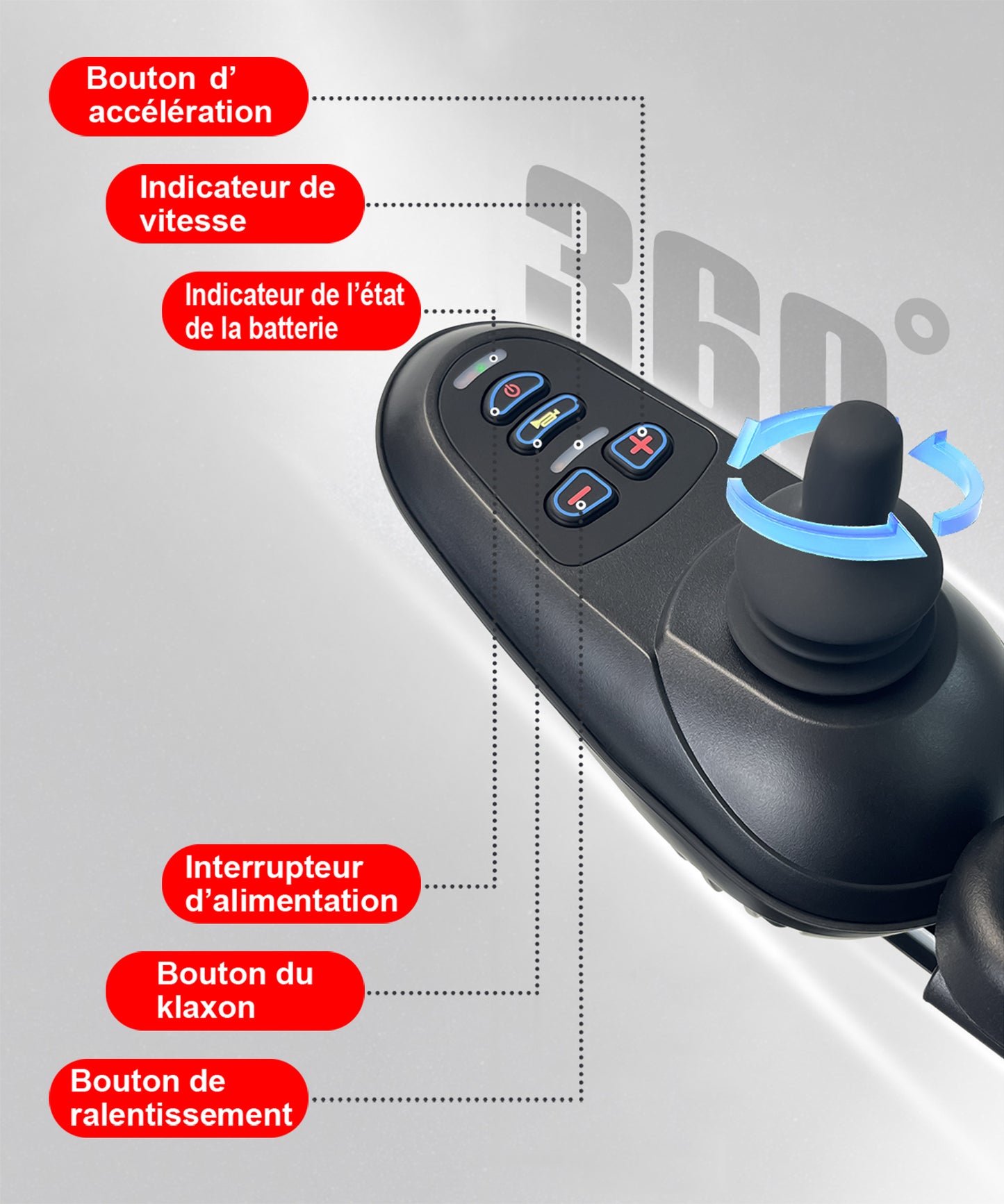 Fauteuil roulant électrique pliable léger ByteTecpeak D04 avec joystick à triple commande, télécommande et Bluetooth, moteur silencieux de 500 W, autonomie de 20 km