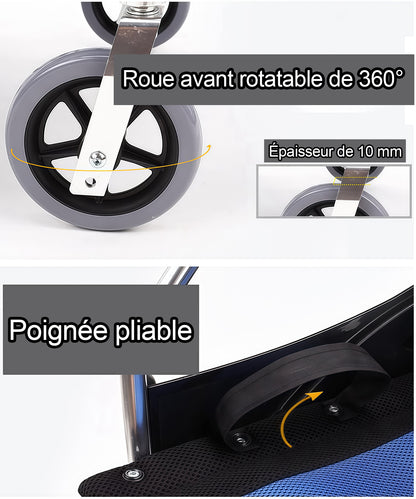 Fauteuil roulant pliable ultraléger ByteTecpeak M3 avec freins, largeur d'assise 44,5 cm