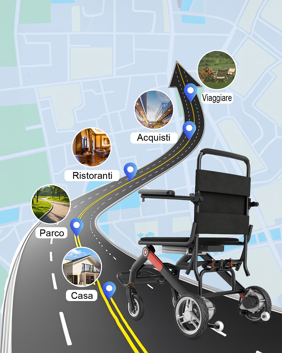 Carrozzina ByteTecpeak-D01, pesa 14,1 kg, carrozzina elettrica ultraleggera, carrozzina elettrica pieghevole, autonomia 20 km, batteria al litio rimovibile da 12 Ah, per la casa