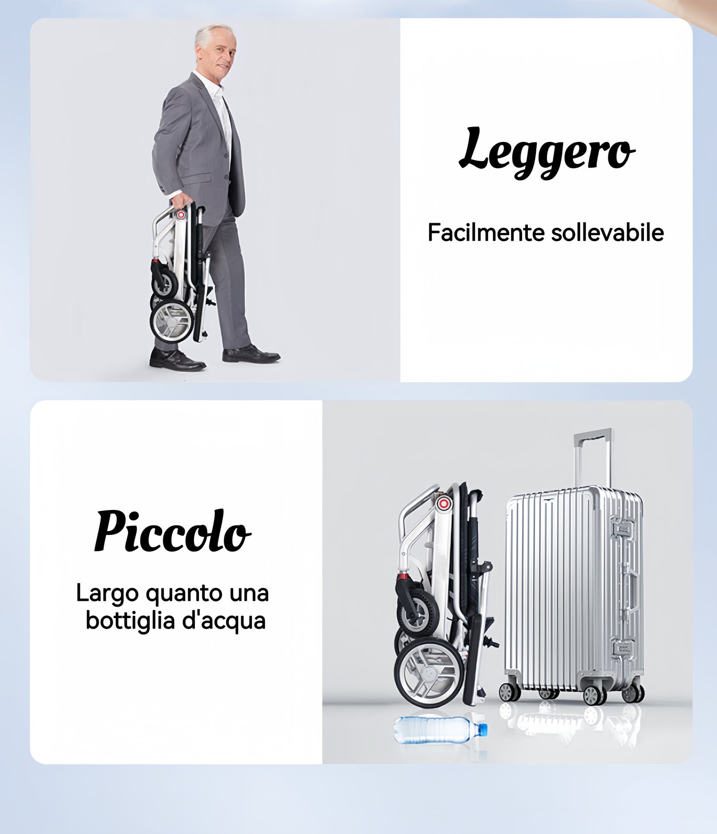 ByteTecpeak D01 solo 14,1 kg Carrozzina elettrica ultraleggera, pieghevole e portatile, adatta agli aerei, con batteria agli ioni di litio da 12A, capacità di carico 150 kg