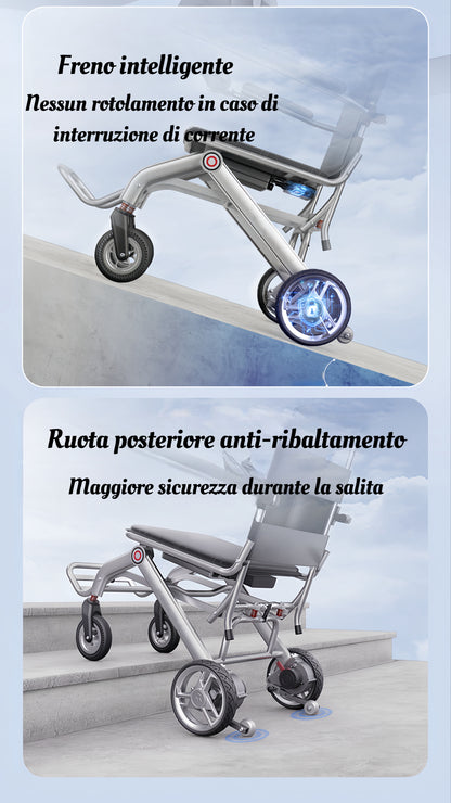 ByteTecpeak D01 solo 14,1 kg Carrozzina elettrica ultraleggera, pieghevole e portatile, adatta agli aerei, con batteria agli ioni di litio da 12A, capacità di carico 150 kg