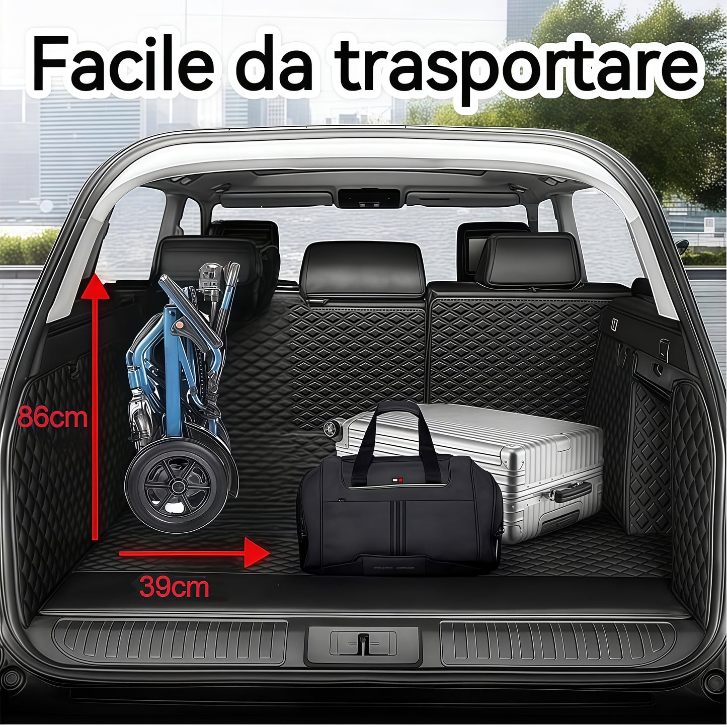 Carrozzina ByteTecpeak D04 - 17,9 kg, motore da 500 W, batteria al litio rimovibile da 10 Ah, freno elettromagnetico, capacità di carico di 150 kg, ideale per i viaggi e l'uso quotidiano