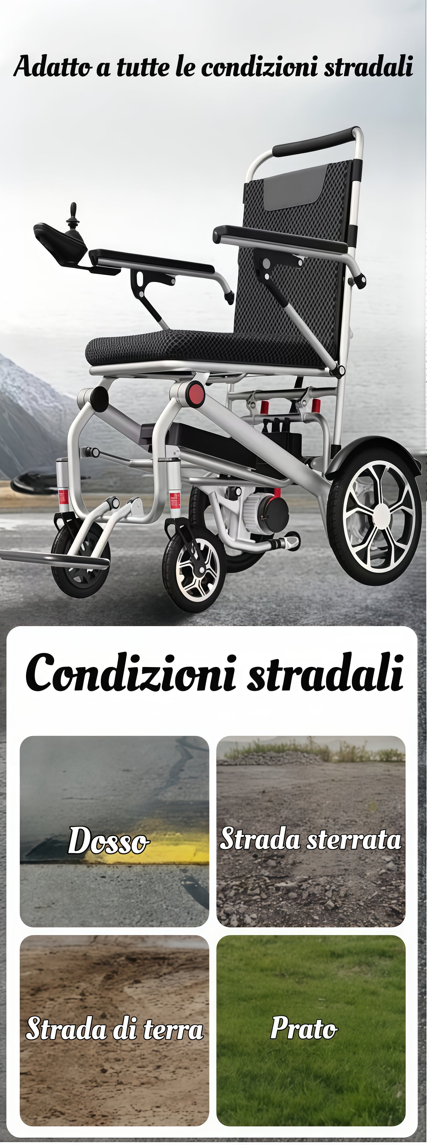 ByteTecpeak D06 Carrozzina elettrica pieghevole ultraleggera, batteria al litio 12Ah, portata massima 150 kg, portatile e compatta
