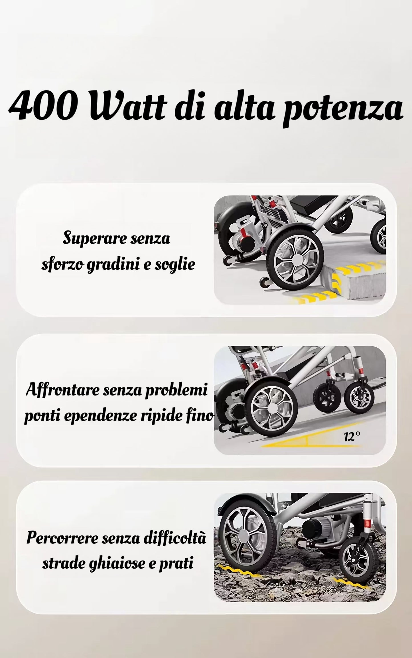 ByteTecpeak D06 Carrozzina elettrica pieghevole ultraleggera, batteria al litio 12Ah, portata massima 150 kg, portatile e compatta