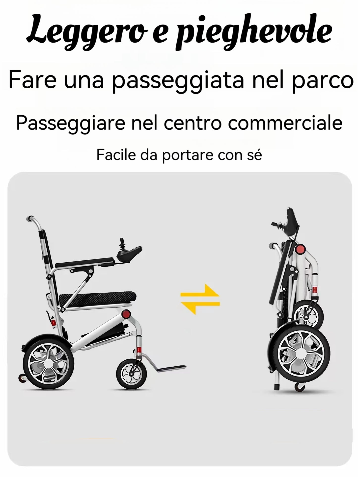 ByteTecpeak D06 Carrozzina elettrica pieghevole ultraleggera, batteria al litio 12Ah, portata massima 150 kg, portatile e compatta