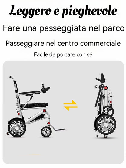 ByteTecpeak D06 Carrozzina elettrica pieghevole ultraleggera, batteria al litio 12Ah, portata massima 150 kg, portatile e compatta