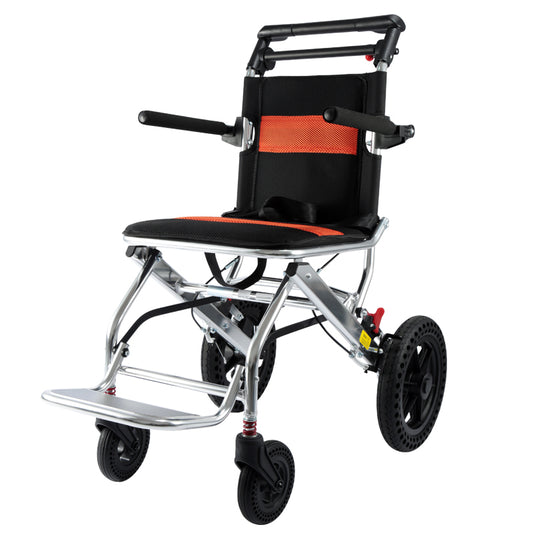 ByteTecpeak M2 Sedia a rotelle pieghevole in alluminio giallo - leggera e adatta ai viaggi, può trasportare fino a 100 kg