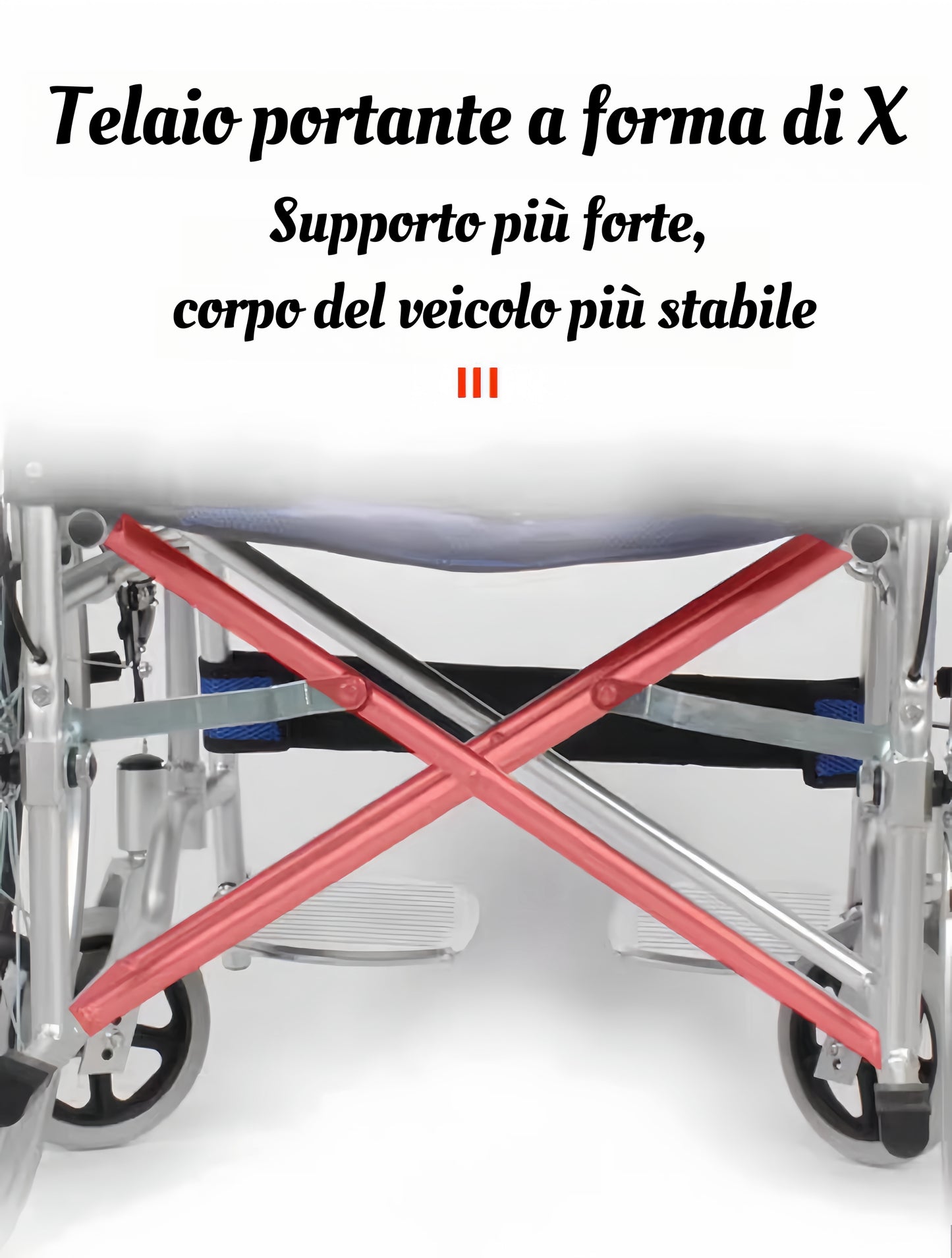 ByteTecpeak M3 Ultralight Carrozzina leggera pieghevole, carrozzina da transito, freno sulle maniglie Carrozzina da viaggio per disabili e anziani, poggiapiedi, braccioli, leggera, seduta 44,5 cm